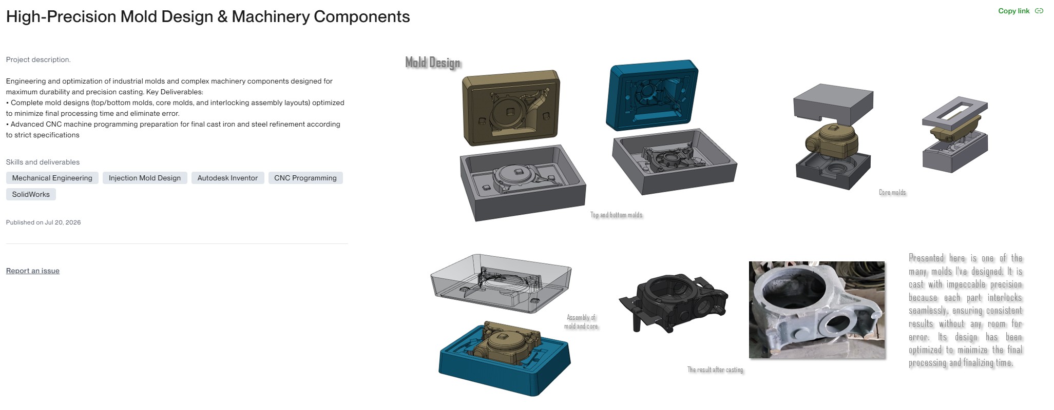Mold design engineering screenshot